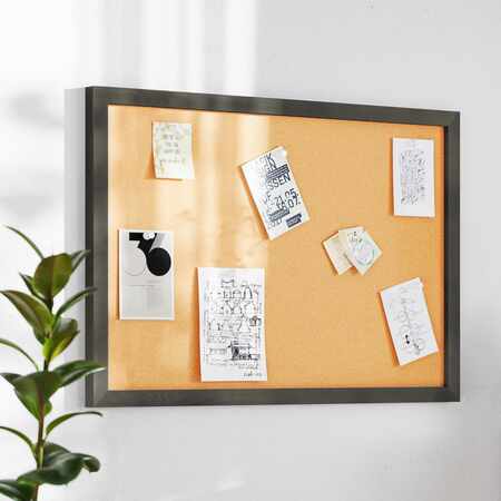 Flash Furniture Camden Rustic 20in. x 30in. Wall Mount Cork Board w/Wooden Push Pins, Black HGWA-CK-20X30-BLK-GG